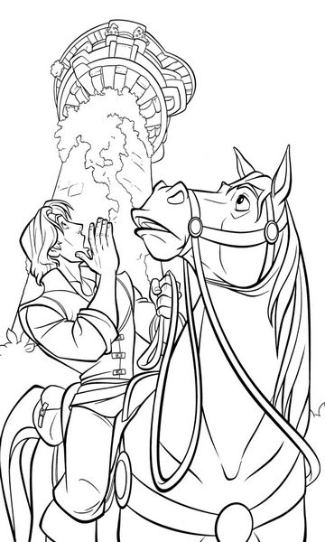 kolorowanka Zaplątani do wydruku malowanka coloring page Tangled Flynn i Maksimus nr 43